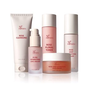 including an exfoliating cleanser, clarifying toner, brightening serum, depuffing eye cream